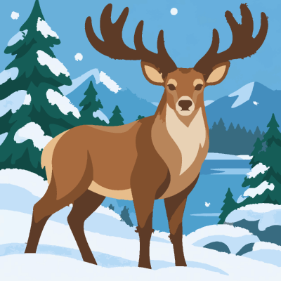 Deer Winter paint-by-number coloring picture