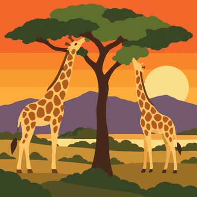 Giraffes paint-by-number coloring picture