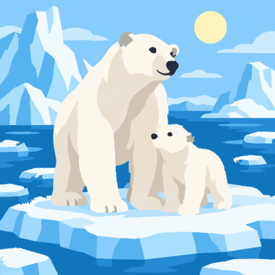 Polar Bears paint-by-number coloring picture