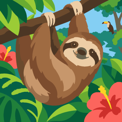 Sloth paint-by-number coloring picture