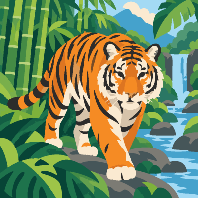 Tiger Jungle paint-by-number coloring picture