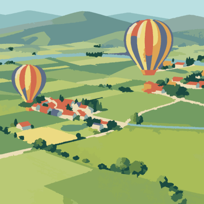 Balloons over the Valley paint-by-number coloring picture