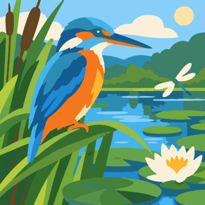 Kingfisher paint-by-number coloring picture