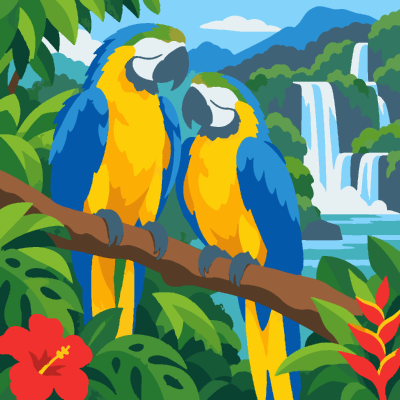 Macaws paint-by-number coloring picture