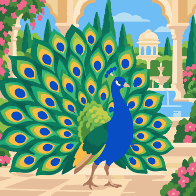 Peacock paint-by-number coloring picture