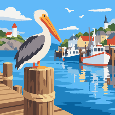 Pelican Pier paint-by-number coloring picture