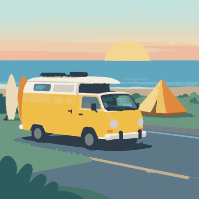 Beach Camper Van paint-by-number coloring picture