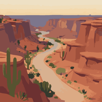 Desert Canyon paint-by-number coloring picture