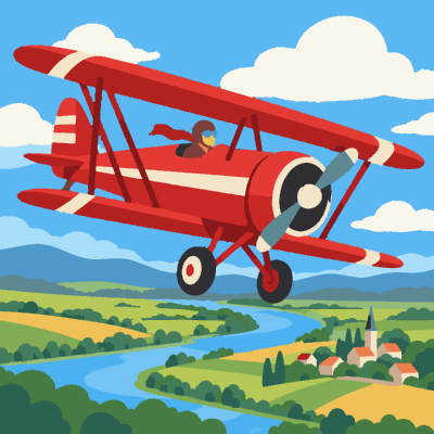 Biplane paint-by-number coloring picture