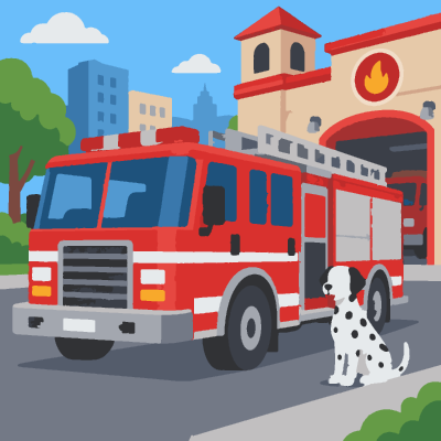 Fire Engine paint-by-number coloring picture