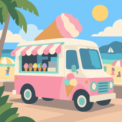 Icecream Truck paint-by-number coloring picture