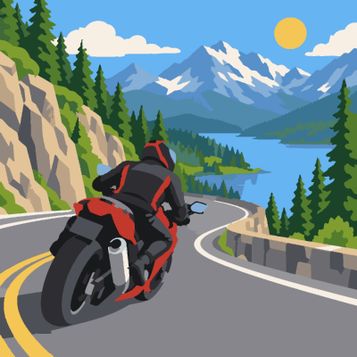 Motorcycle Pass paint-by-number coloring picture