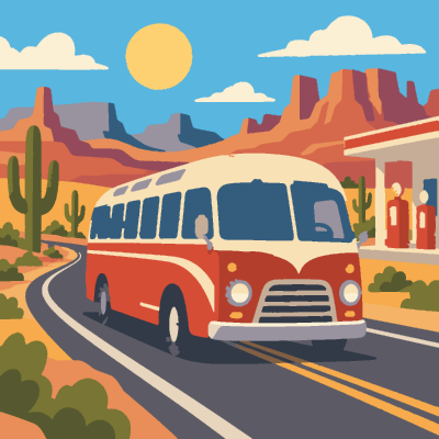 Route66 Bus paint-by-number coloring picture