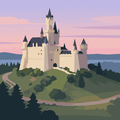 Castle on the Hill paint-by-number coloring picture