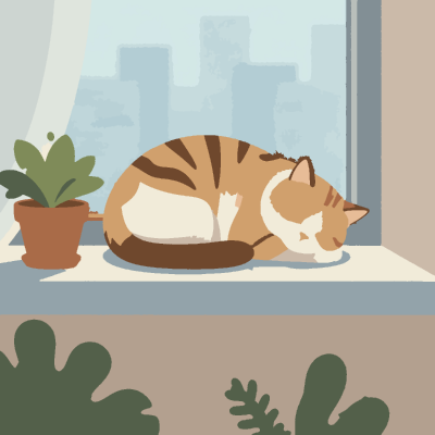 Cat on the Windowsill paint-by-number coloring picture