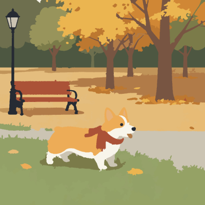 Corgi in the Park paint-by-number coloring picture