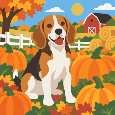 Beagle Pumpkins paint-by-number coloring picture