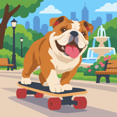 Bulldog Skateboard paint-by-number coloring picture