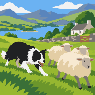 Collie Sheep paint-by-number coloring picture