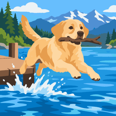 Labrador Lake paint-by-number coloring picture