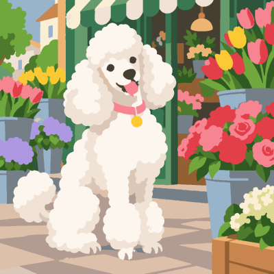 Poodle Flowershop paint-by-number coloring picture