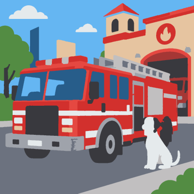 Fire Engine (Easy) paint-by-number coloring picture