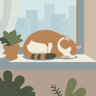 Sleepy Cat (Easy) paint-by-number coloring picture