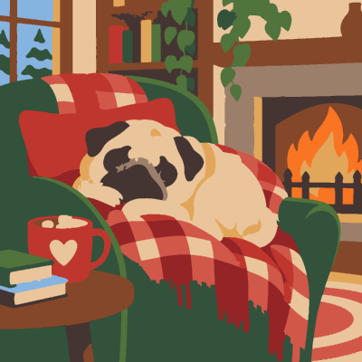 Cosy Pug (Easy) paint-by-number coloring picture