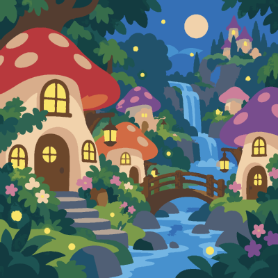 Fairy Village paint-by-number coloring picture