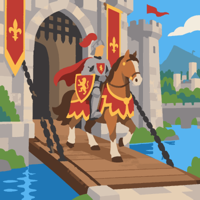 Knight Drawbridge paint-by-number coloring picture
