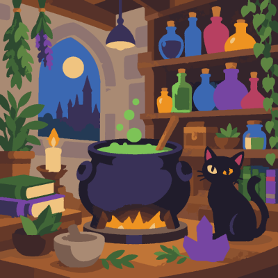 Potion Shop paint-by-number coloring picture