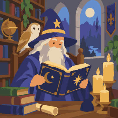 Wizard Library paint-by-number coloring picture