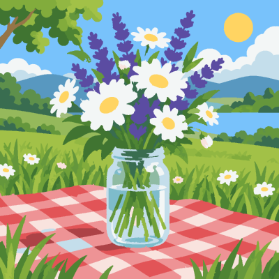 Daisies Jar paint-by-number coloring picture