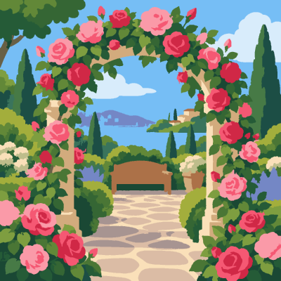Rose Arch paint-by-number coloring picture
