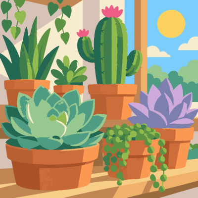 Succulents paint-by-number coloring picture
