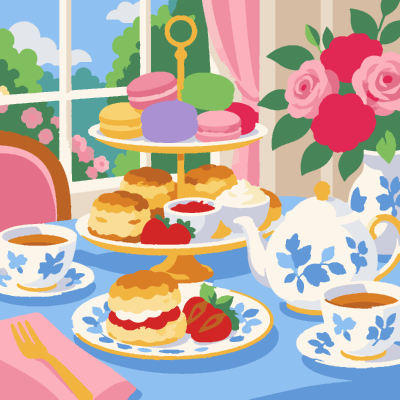 Afternoon Tea paint-by-number coloring picture