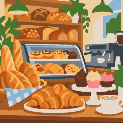 Bakery Counter paint-by-number coloring picture