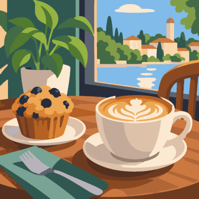 Coffee Shop paint-by-number coloring picture