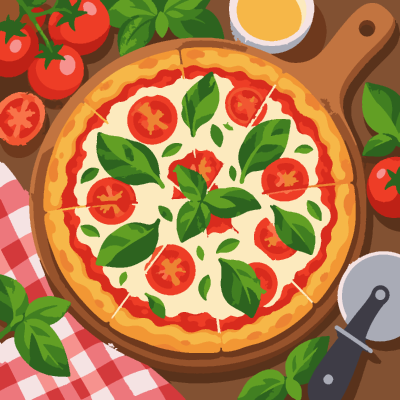 Pizza Board paint-by-number coloring picture