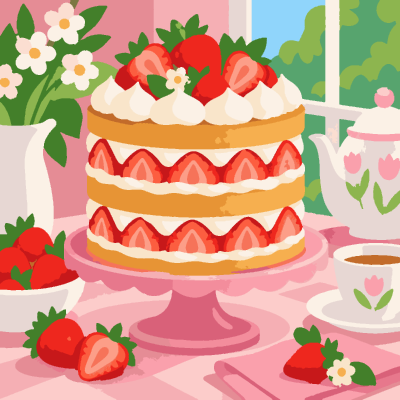 Strawberry Cake paint-by-number coloring picture
