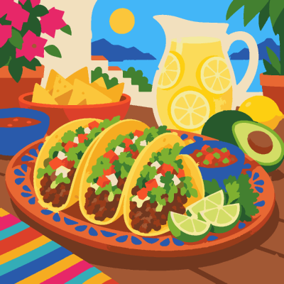 Taco Platter paint-by-number coloring picture