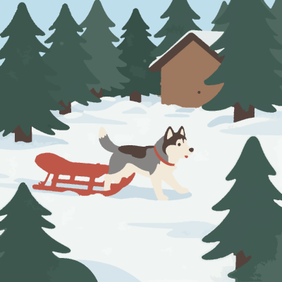 Husky in the Snow paint-by-number coloring picture