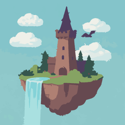 Floating Island Tower paint-by-number coloring picture