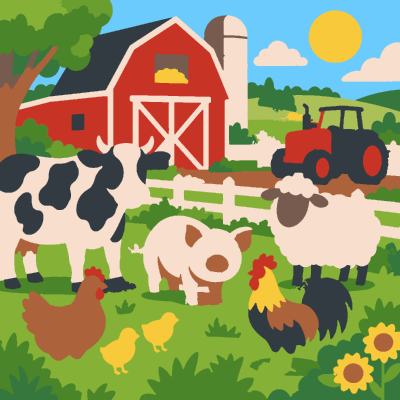 Barnyard paint-by-number coloring picture