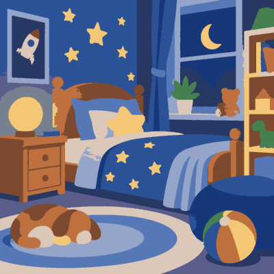 Bedroom Night paint-by-number coloring picture