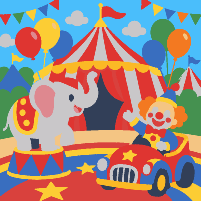 Circus paint-by-number coloring picture