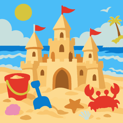 Sandcastle paint-by-number coloring picture