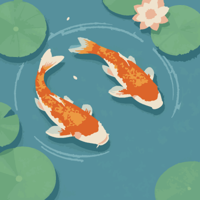 Koi Pond paint-by-number coloring picture