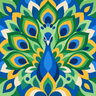 Peacock paint-by-number coloring picture