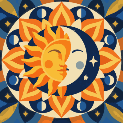 Sun Moon paint-by-number coloring picture
